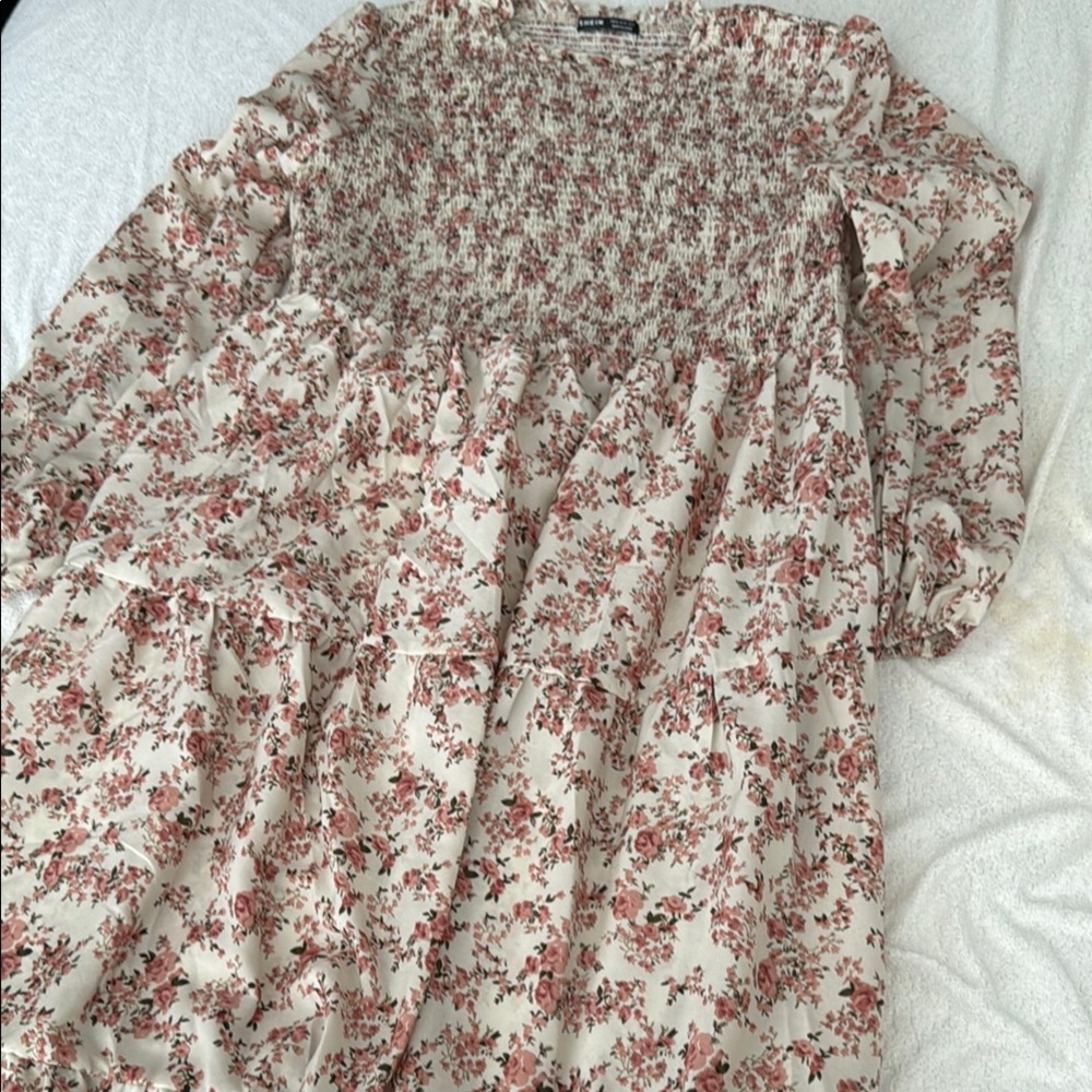 SHEIN Floral Maxi Dress - Cream and Pink